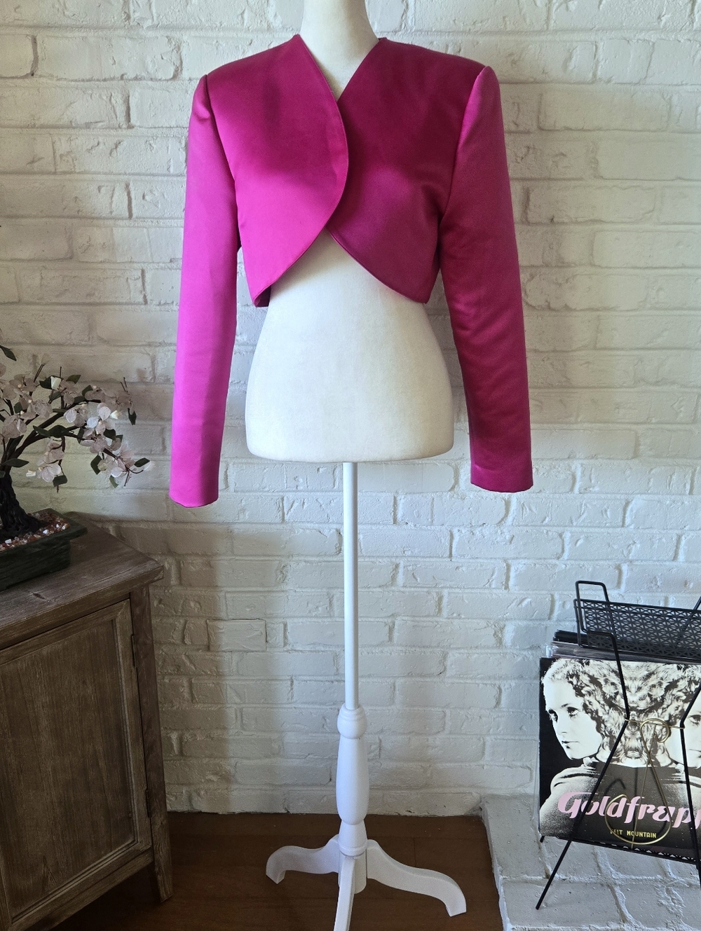 Vintage 80s Saks Fifth Avenue Bolero Jacket, Magenta/Pink